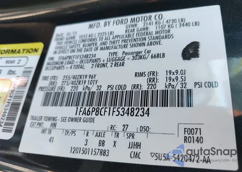 2015 Ford Mustang Gt Premium from USA, damaged, VIN 1FA6P8CF1F5348234